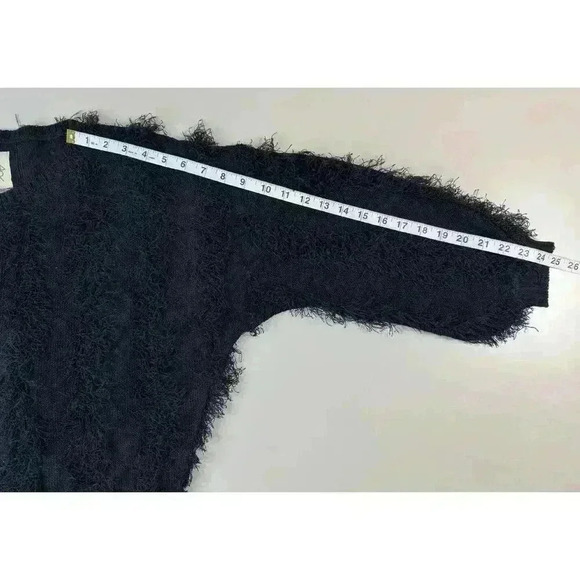 Chaser Women’s Feather Fringe Knit Sweater Size Medium Black NWT Whimsical Goth - Picture 9 of 9